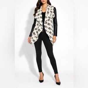 New Juicy Couture French Terry Open Blazer with faux leather sleeves sz Large